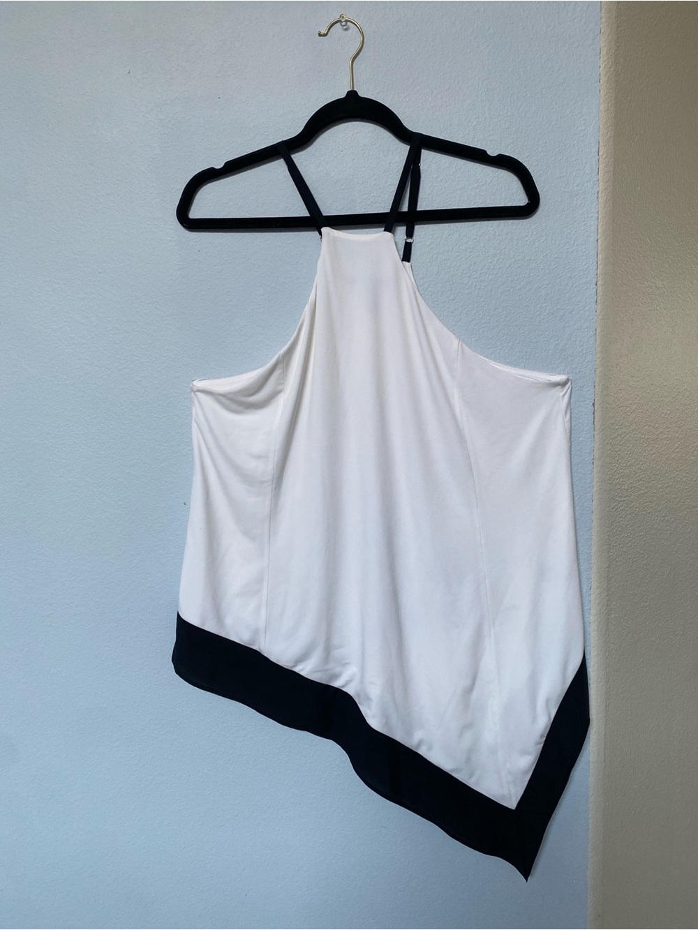 Victoria's Secret White Halter Camisole with Black Hem